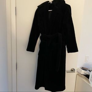 Vintage Shearling Lamb Fur Hooded Coat